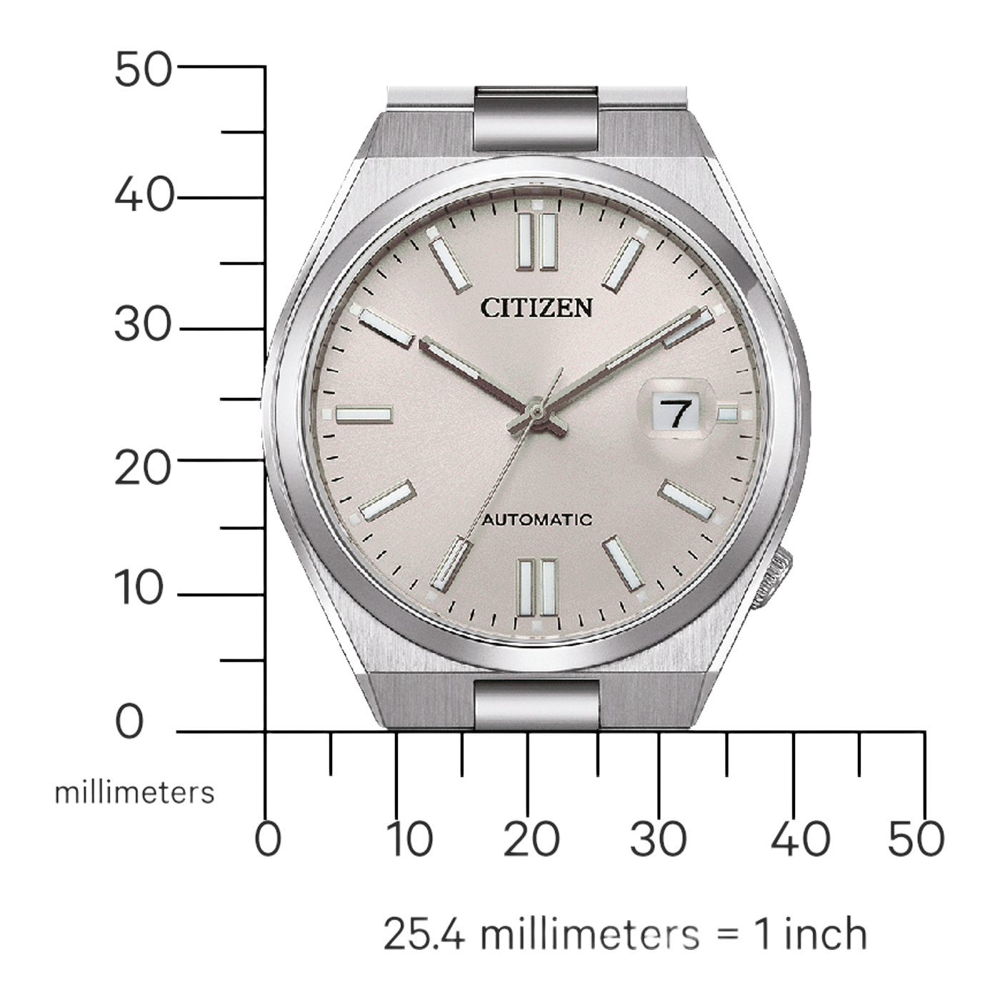 88W Reloj Citizen Tsuyosa Hombre Acero Esfera Amarilla - Vista lateral