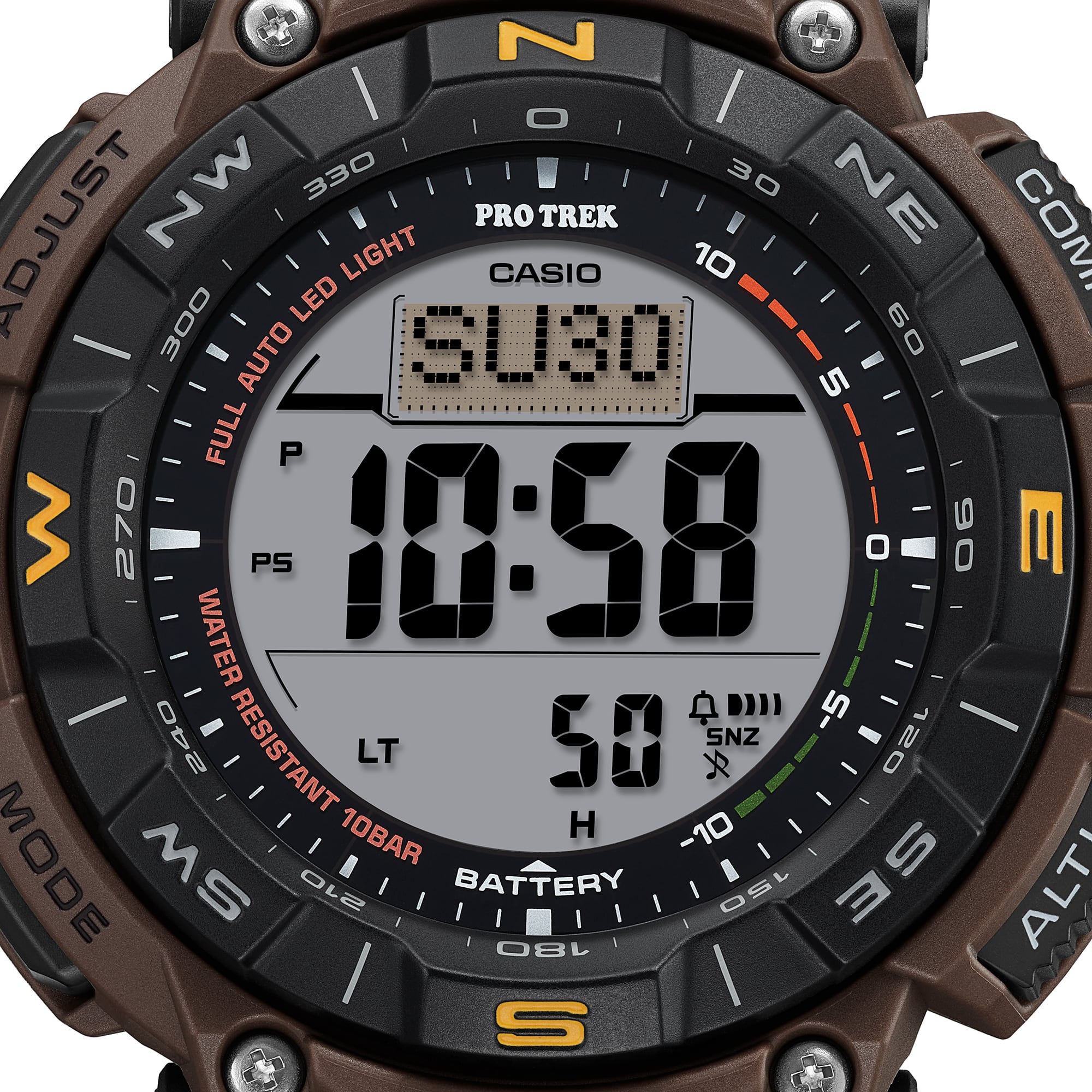 340L Reloj Casio Pro-Trek Hombre Correa Piel Marrón - Vista trasera