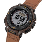 340L Reloj Casio Pro-Trek Hombre Correa Piel Marrón - Detalle de esfera