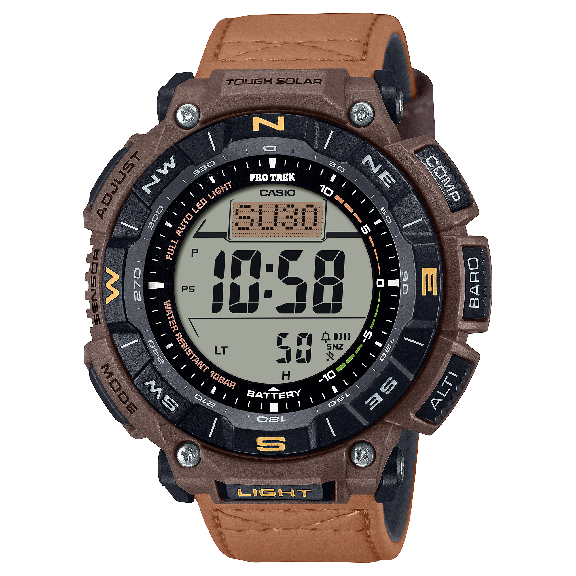 340L Reloj Casio Pro-Trek Hombre Correa Piel Marrón - Reloj original en Guatemala