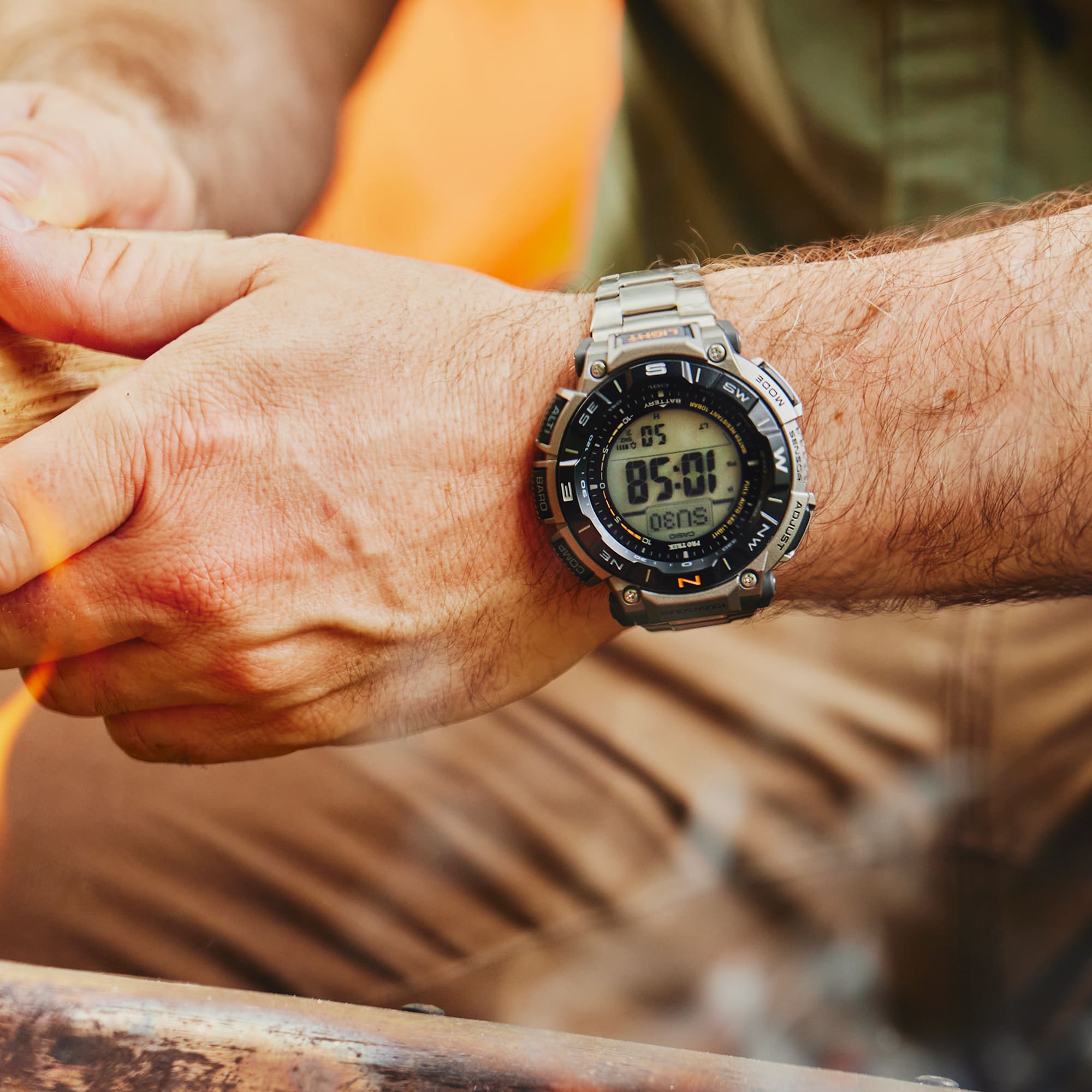 PRG-340T-7 Reloj Casio Pro Trek de hombre correa de acero inoxidable digital