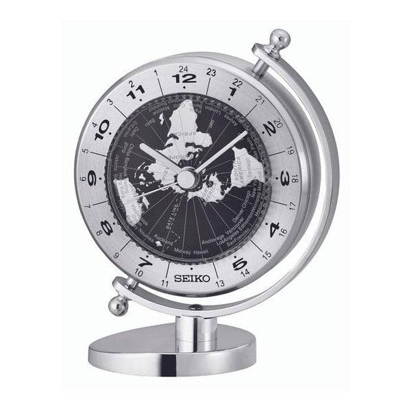 QHG106 Reloj Despertador de mesa Seiko Mapa Mundi - Plateado