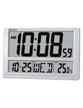 QHL080 Reloj Despertador de sobremesa marca Seiko con termómetro - Plateado