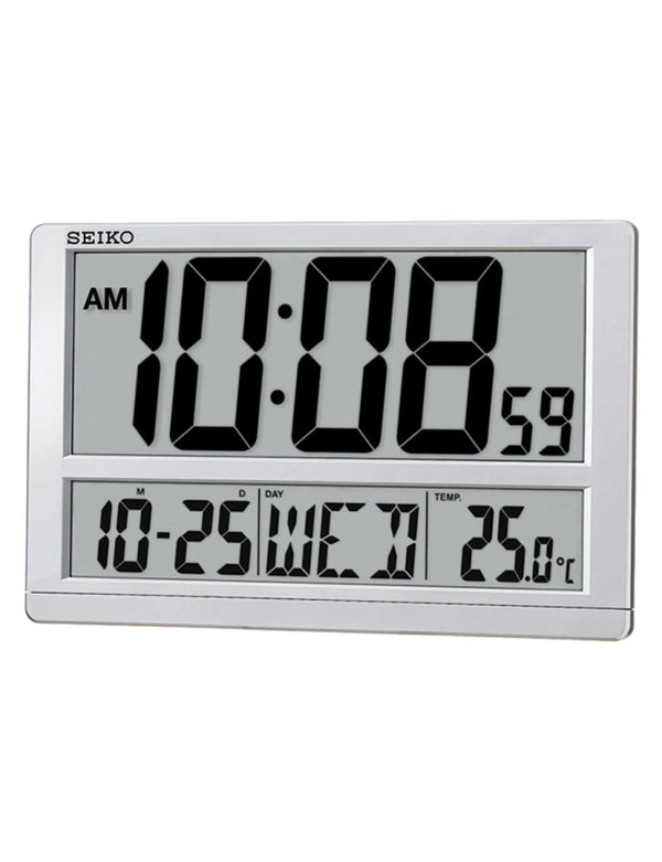 QHL080 Reloj despertador Seiko de sobremesa con termómetro plateado