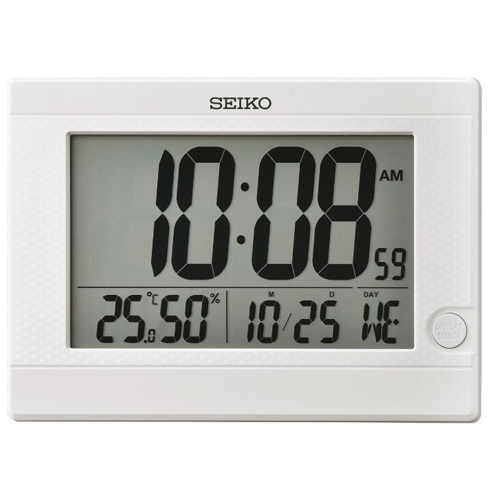 QHL089 Reloj Despertador Seiko Digital LCD de mesa o pared - Blanco - QHL089WN
