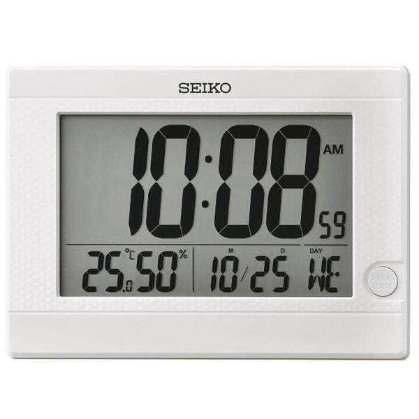 QHL089 Reloj Despertador Seiko LCD de mesa o pared - Blanco - QHL089WN