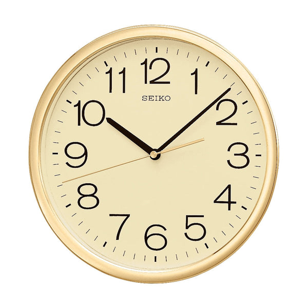 QXA014 Reloj Seiko de pared análogo circular - Dorado
