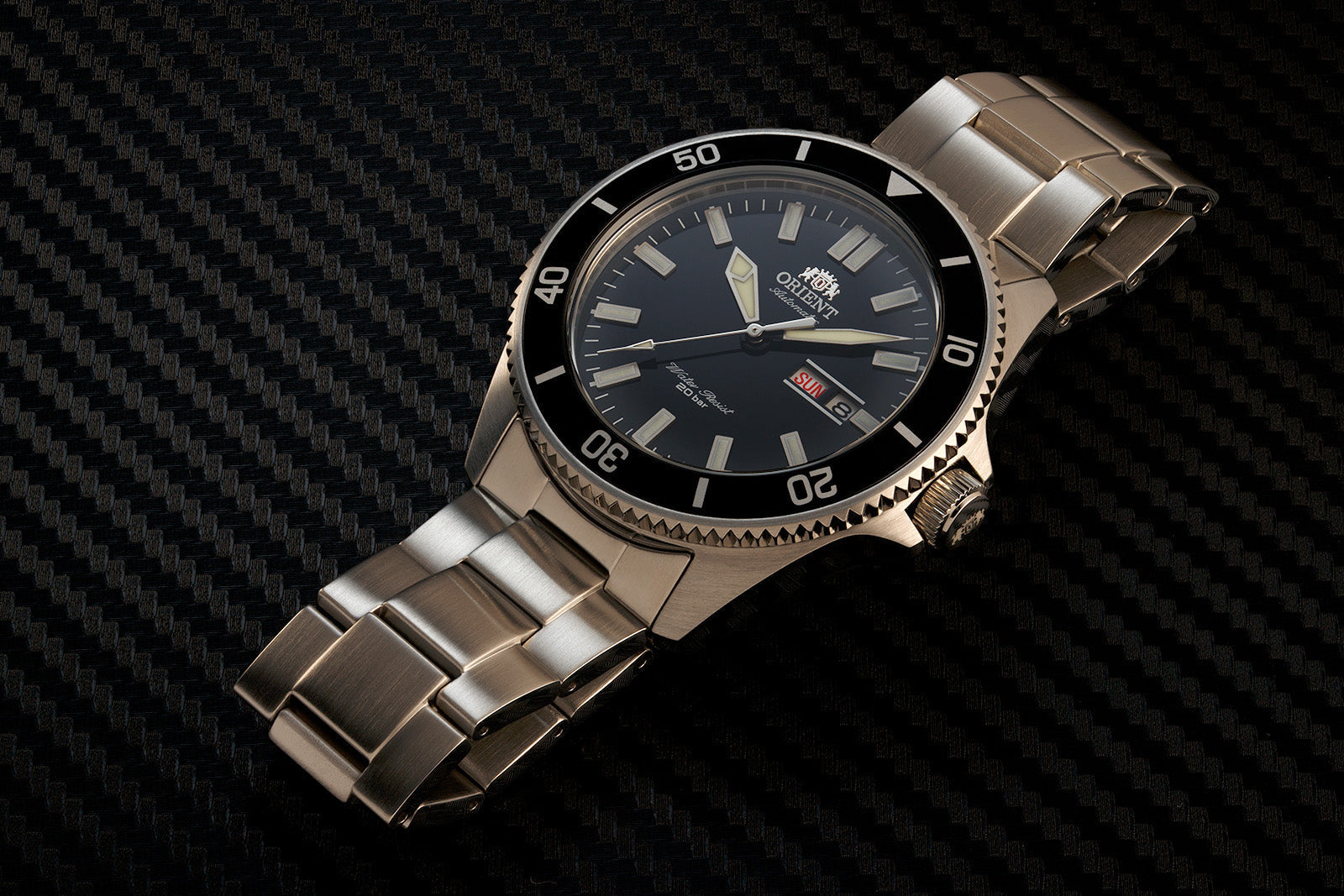 RA-AA0008B Reloj Orient Kamasu Hombre Correa Acero Esfera - Detalle de esfera