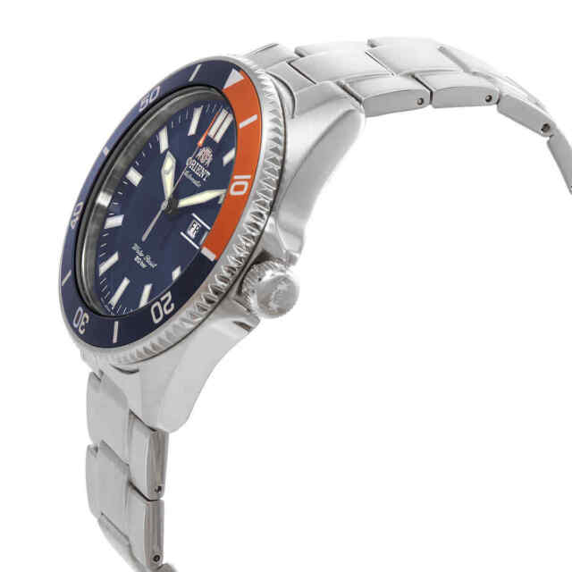 RA-AA0913L19B Reloj Orient Kamasu Hombre Acero Azul Naranja - Detalle de esfera