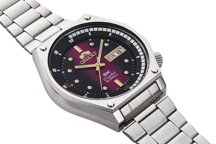 RA-AA0B02R Reloj Orient SK Hombre Correa Acero Esfera Magenta - Vista trasera