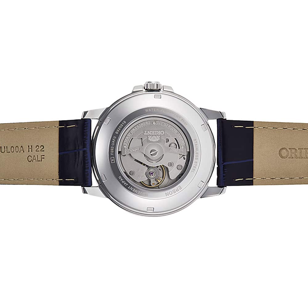 RA-AA0C05L19B Reloj Orient Automatic Hombre Correa Cuero Azul - Detalle de esfera