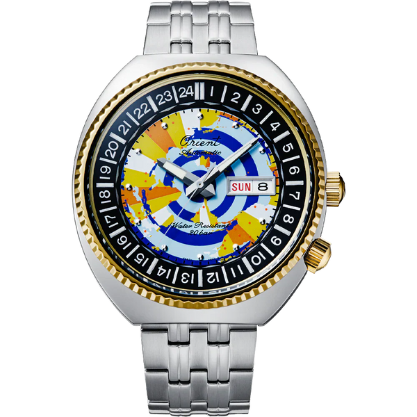 RA-AA0E08Y Reloj Orient World Map Hombre Acero Multicolor