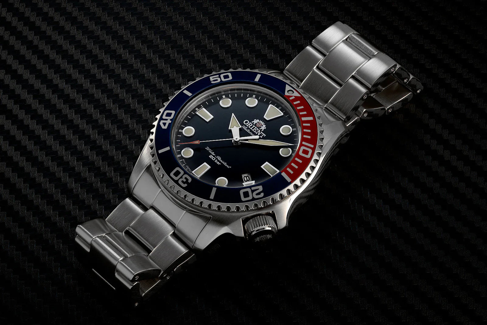 RA-AC0K03L Reloj Orient Triton Hombre Correa Acero Azul Rojo