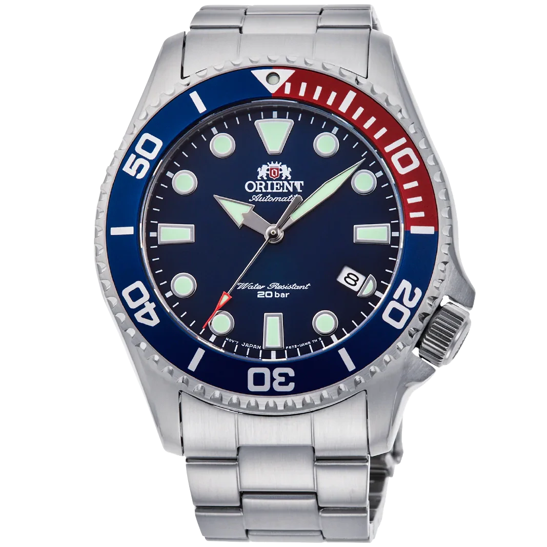 RA-AC0K03L Reloj Orient Triton Hombre Correa Acero Azul Rojo