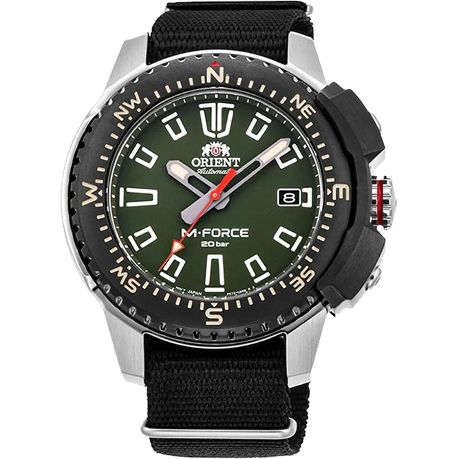RA-AC0N03E-M Reloj Orient M-Force Hombre Acero Tela Verde Oliva