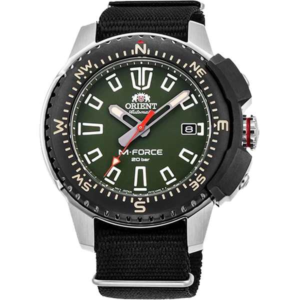 RA-AC0N03E-M Reloj Orient M-Force Hombre Acero Tela Verde Oliva