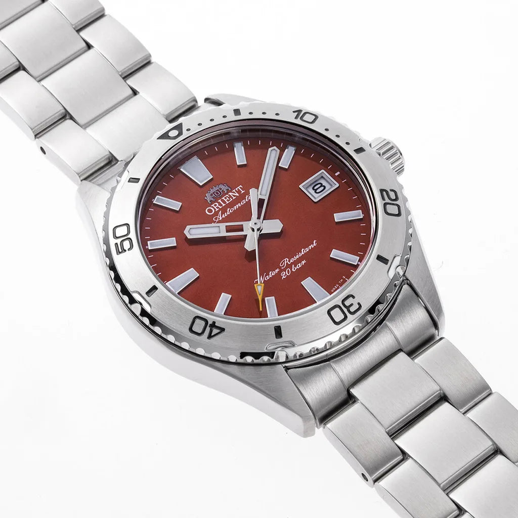 RA-AC0Q09R Reloj Orient Mako Hombre Correa Acero Esfera Roja