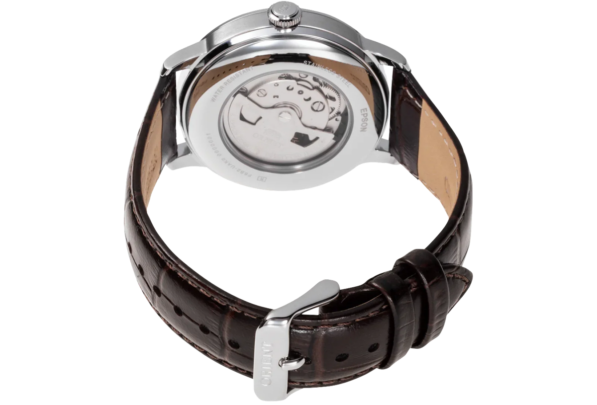 RA-AK0803Y Orient Bambino de caballero pulsera de cuero marrón