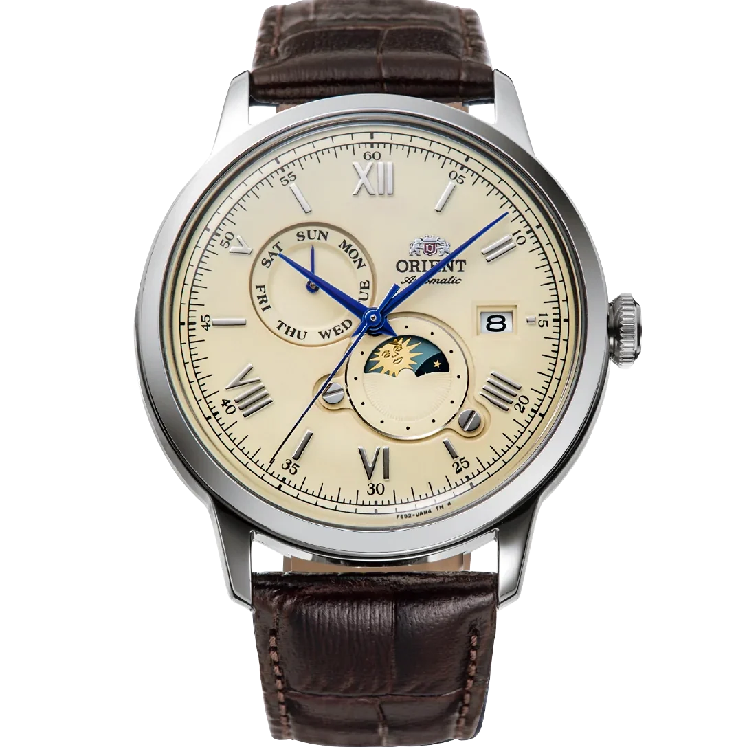 RA-AK0803Y Orient Bambino de caballero pulsera de cuero marrón