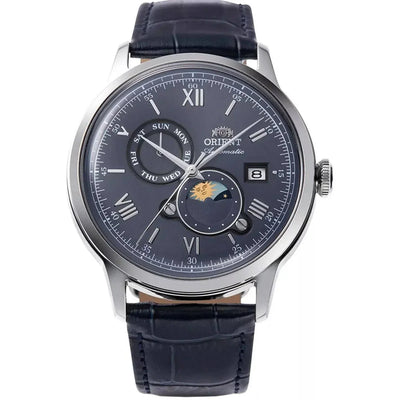 RA-AK0806L Reloj Orient Classic Sun and moon de hombre pulsera de piel negra 41 mm