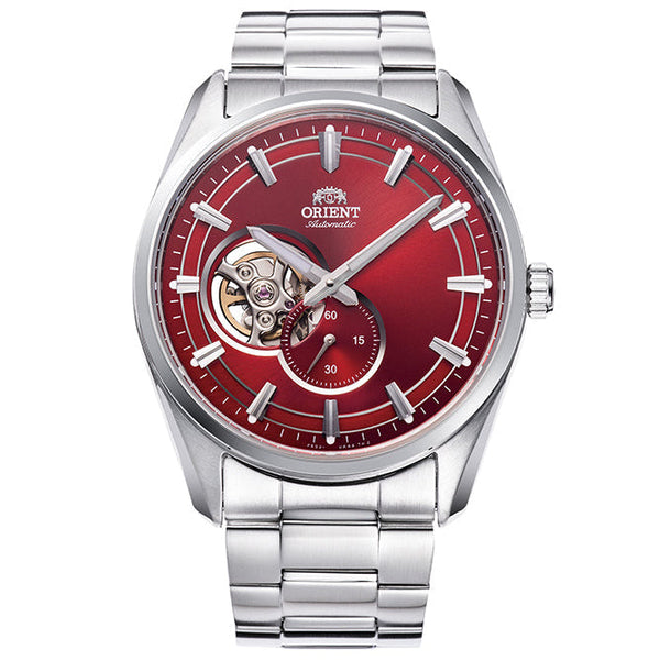 RA-AR0010R Reloj Orient Stretto Semi Skeleton de hombre correa de metal plateado