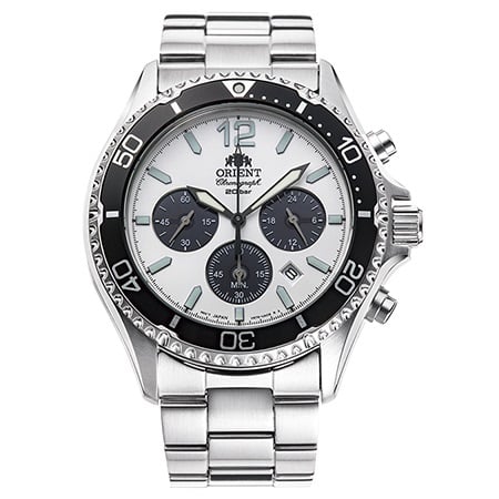 RA-TX0203S Reloj Orient Solar Cronógrafo Hombre Acero Esfera Blanca