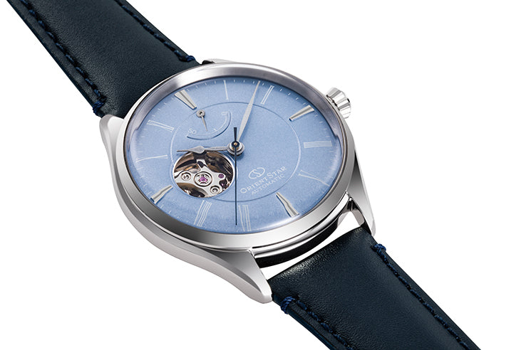 RE-AT0203L Reloj Orient Star de hombre automático correa de piel azul