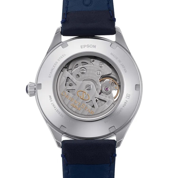 RE-AT0203L Reloj Orient Star de hombre automático correa de piel azul