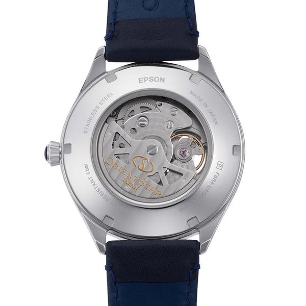 RE-AT0203L Reloj Orient Star de hombre automático correa de piel azul
