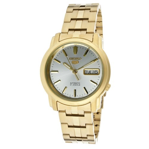 5-SNKK74K1 Reloj Seiko Serie 5 Hombre Acero Inoxidable Dorado - Reloj original en Guatemala