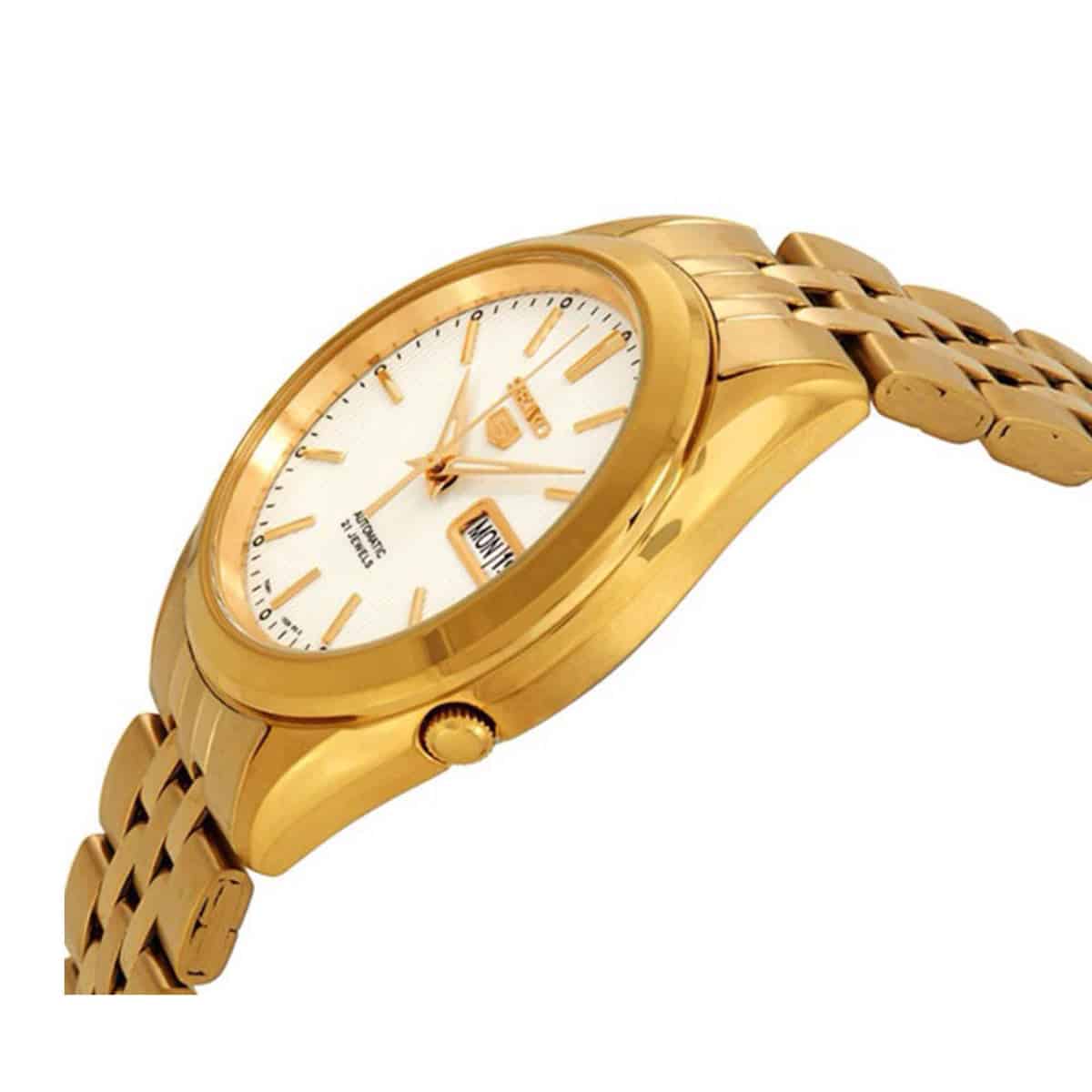 5-SNKL26K1 Reloj Seiko Automatic 5 Hombre Acero Dorado Esfera Blanca - Vista trasera