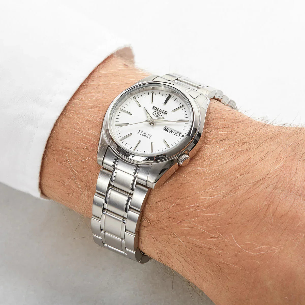 SNKL41K1 Seiko 5 Reloj para caballero pulsera de metal - Acero Inoxidable Plateado