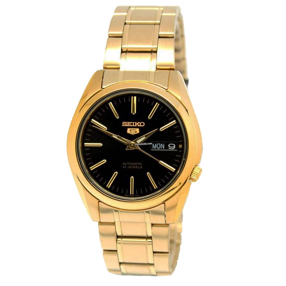 SNKL50K1-5 Reloj Seiko Automatic 5 Hombre Acero Dorado Esfera Negra