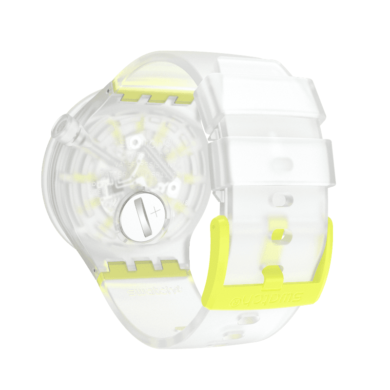 SO27E103 Reloj Swatch Yellowinjelly de caballero banda de caucho - Resina Blanco