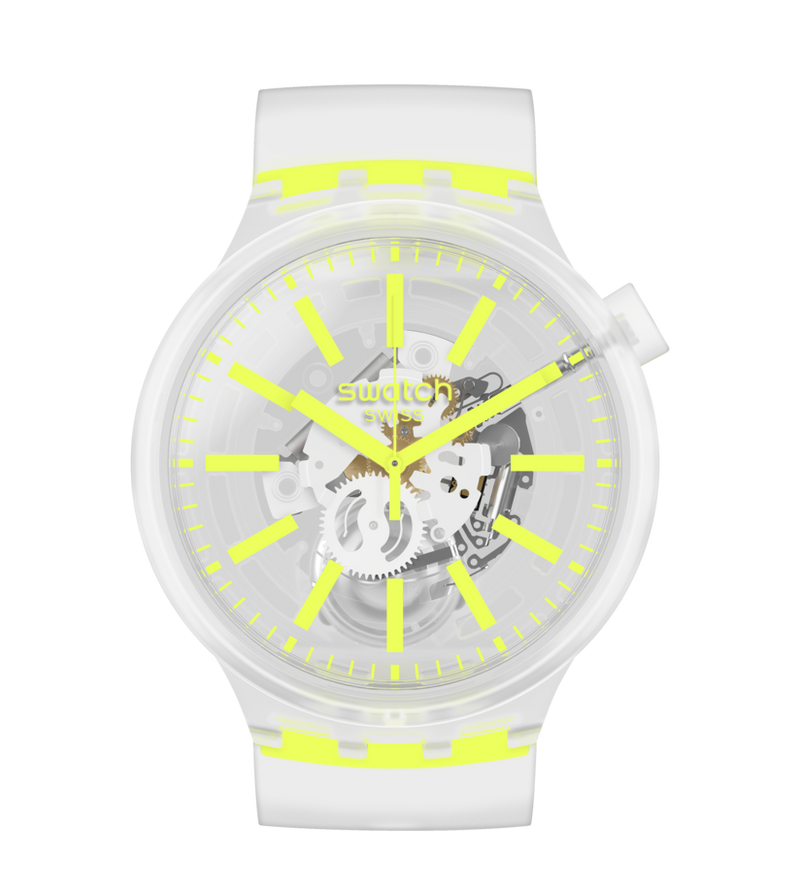SO27E103 Reloj Swatch Yellowinjelly de caballero banda de caucho blanco