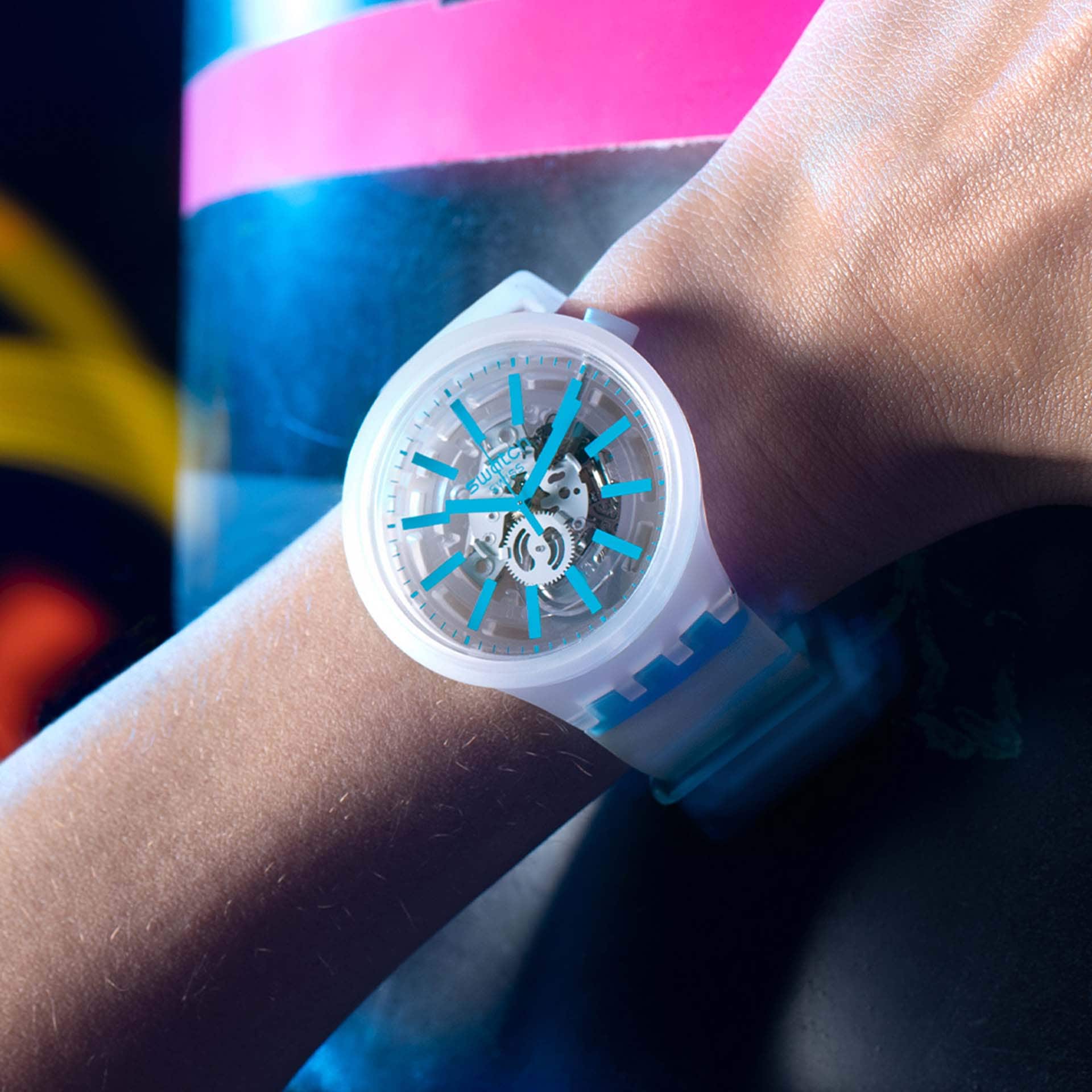 SO27E105 Reloj Swatch Big Bold Unisex Silicona Blanco Azul