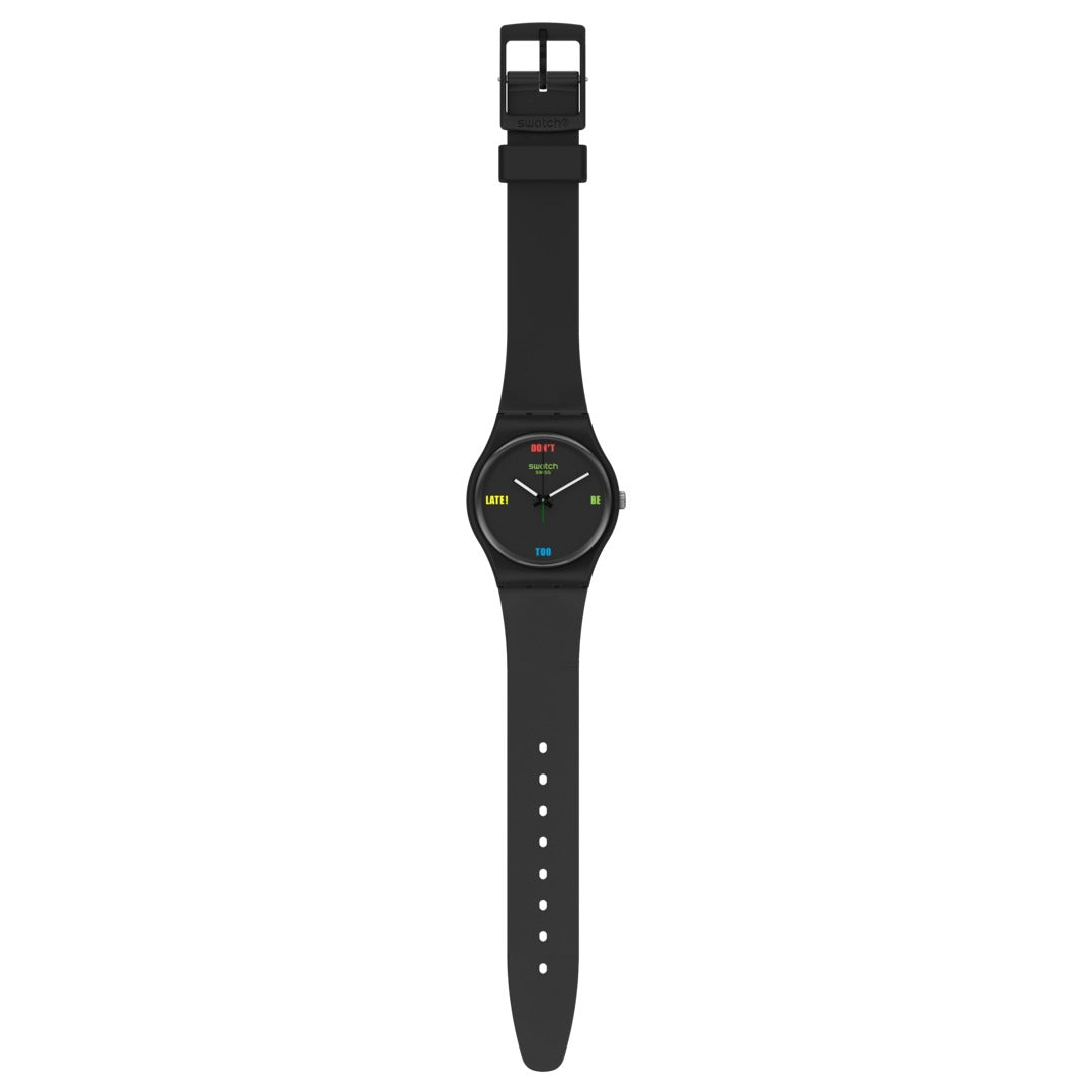 SO28B102 Reloj Swatch Dont Be Too Late unisex banda de resina - Resina Negro