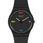 SO28B102 Reloj Swatch Dont Be Too Late unisex banda de resina - Resina Negro