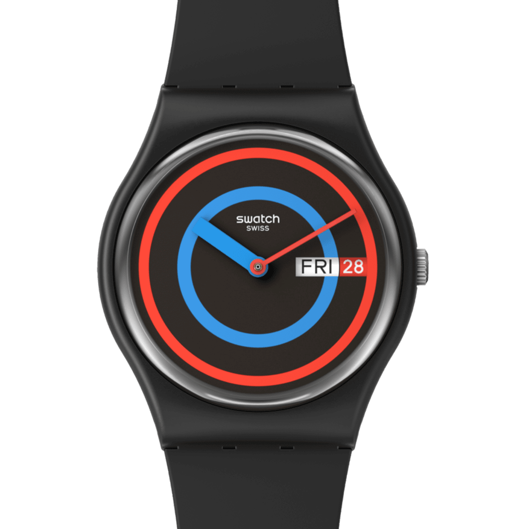 SO28B706 Reloj Swatch Circling Black Unisex pulsera de resina