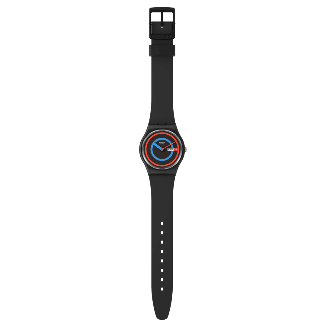 SO28B706 Reloj Swatch Circling Black Unisex pulsera de resina - Resina Negro