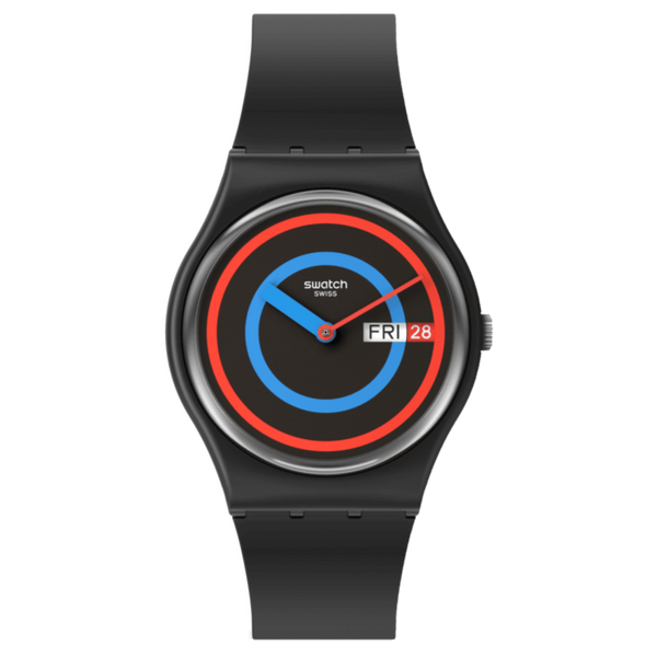 SO28B706 Reloj Swatch Circling Black Unisex pulsera de resina