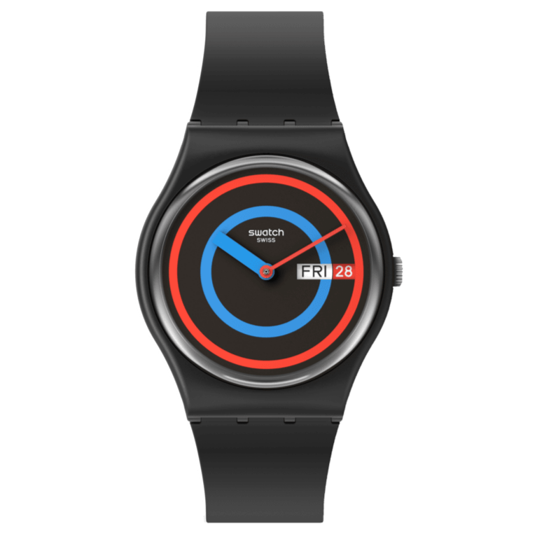SO28B706 Reloj Swatch Circling Black Unisex pulsera de resina - Resina Negro
