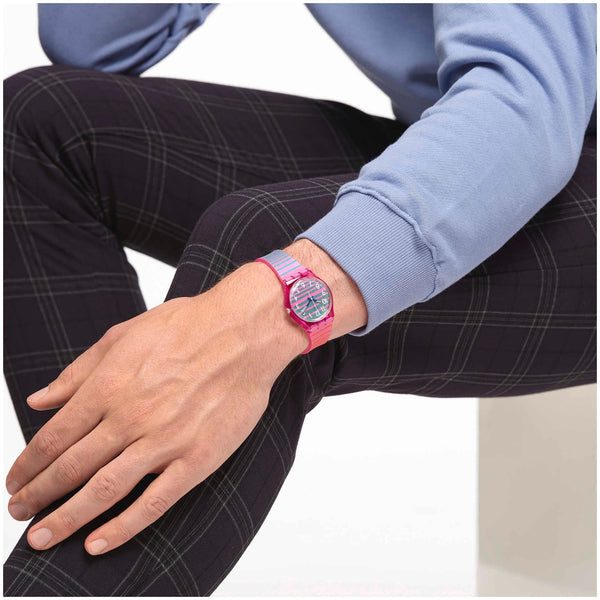 SO28P105 Reloj Swatch Electrifying Summer unisex banda de silicona - Resina Bicolor