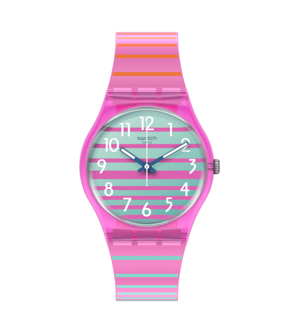 SO28P105 Reloj Swatch Electrifying Summer unisex banda de silicona
