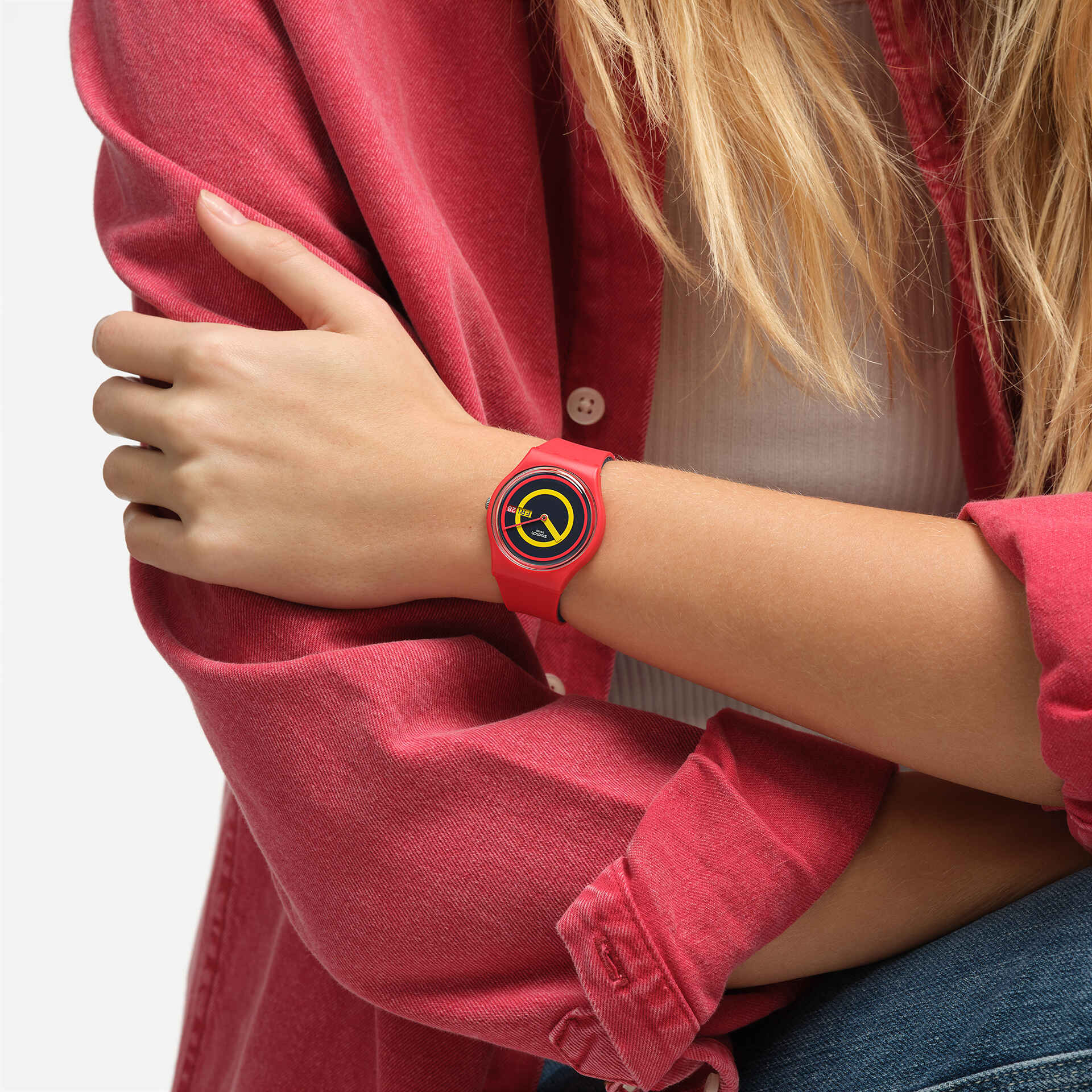 SO28R702 Reloj Swatch Concentric Red unisex banda de caucho - Resina Rojo