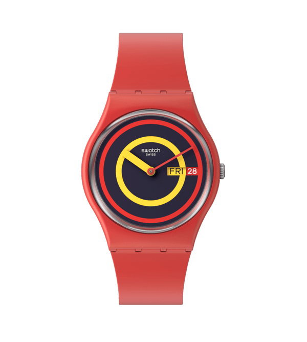 SO28R702 Reloj Swatch Concentric Red unisex banda de caucho - Resina Rojo