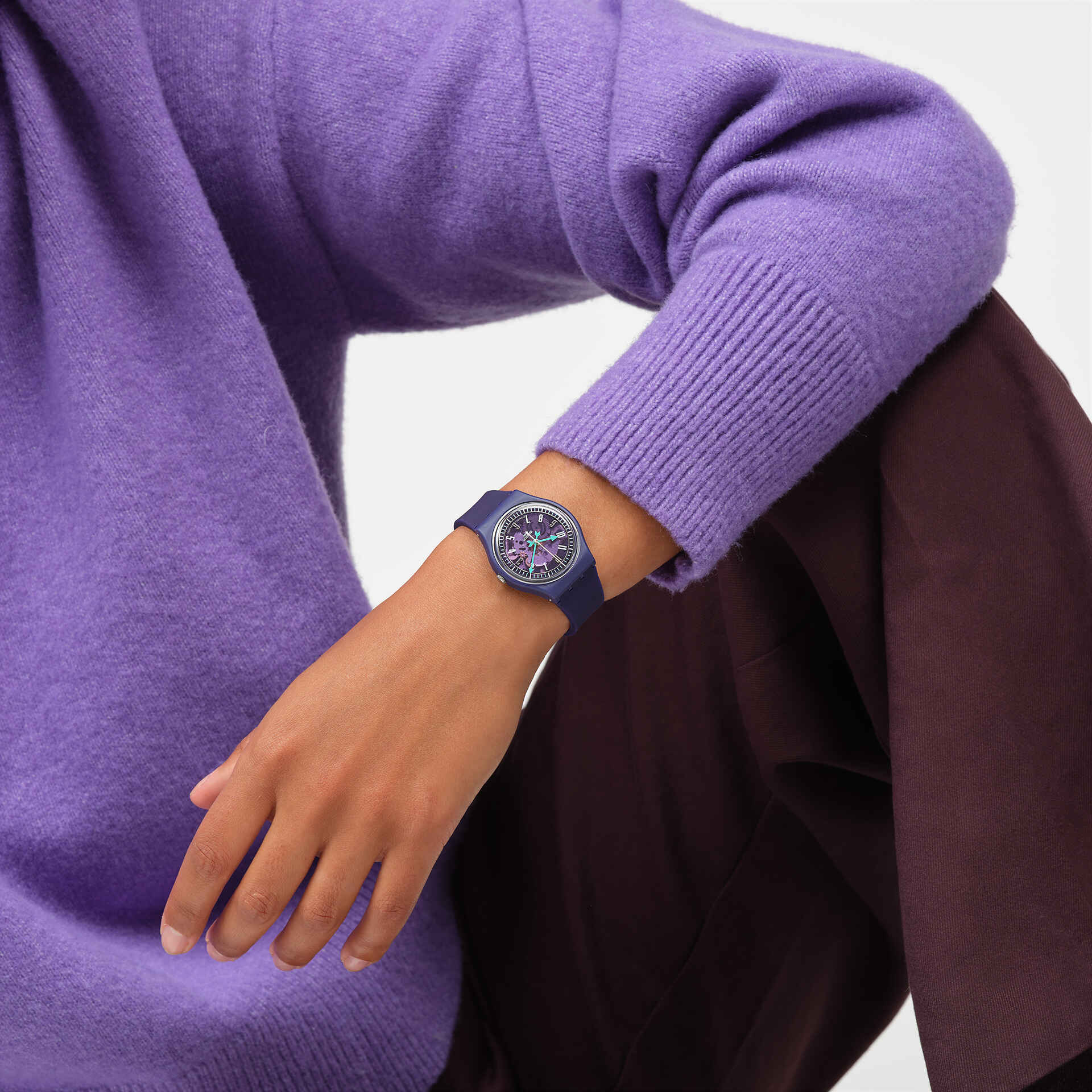 SO28V102 Reloj Swatch Photonic Purple unisex correa de silicona