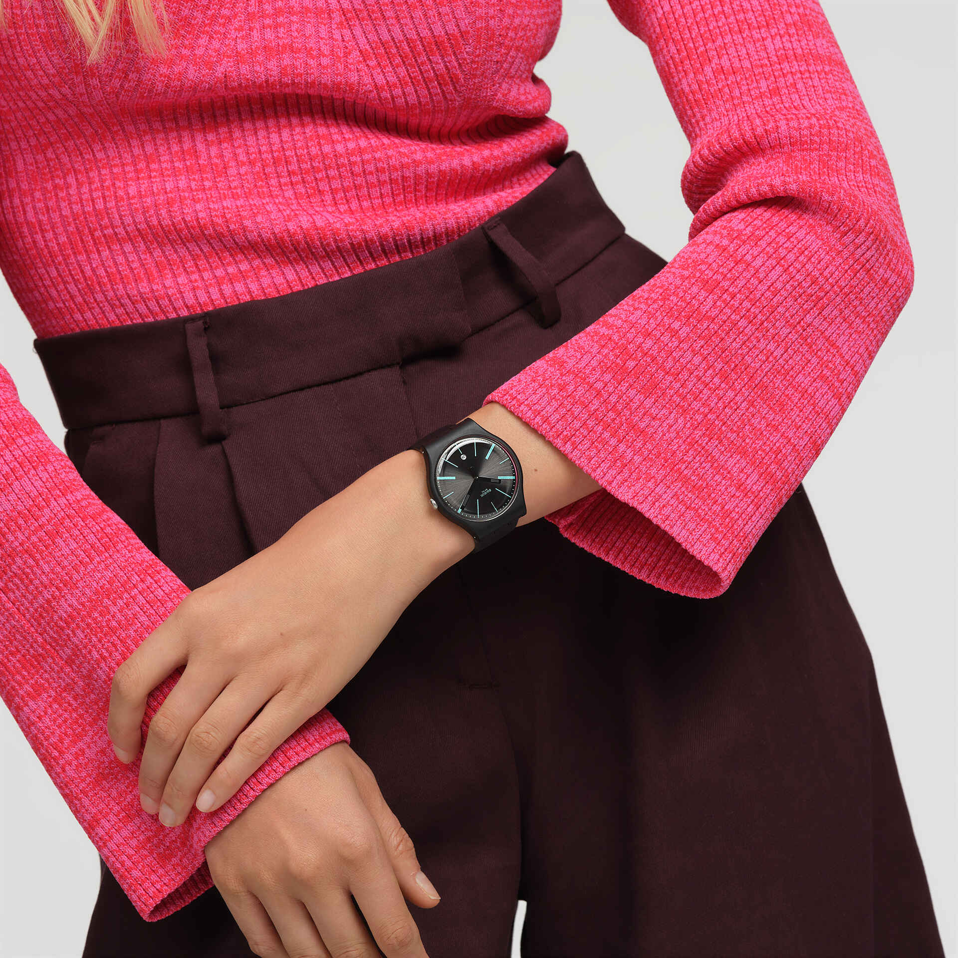 SO29B404 Reloj Swatch A Dash of Green Unisex correa de resina - Resina Negro