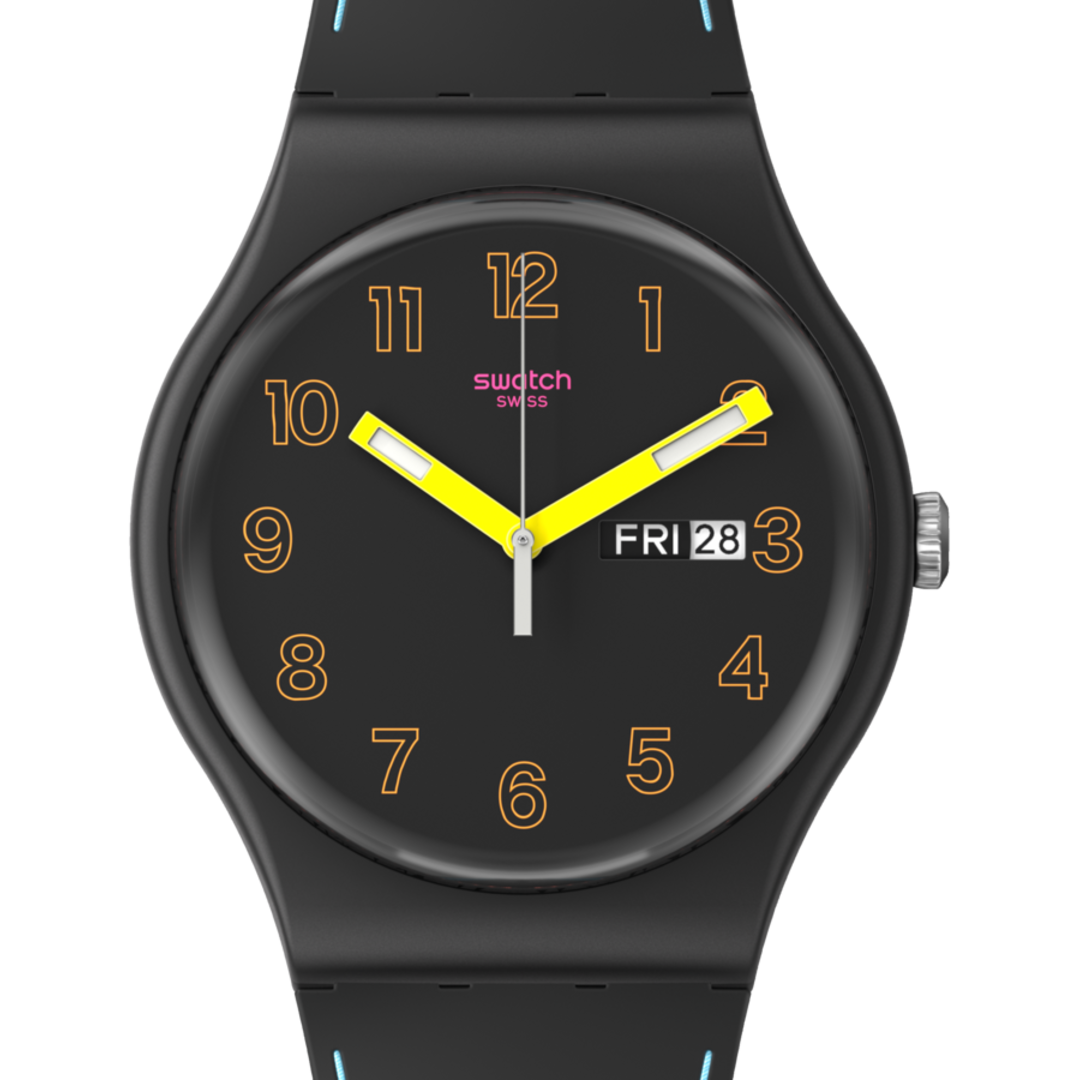 SO29B707 Reloj Swatch Dark Glow de hombre pulsera de silicona - Resina Negro