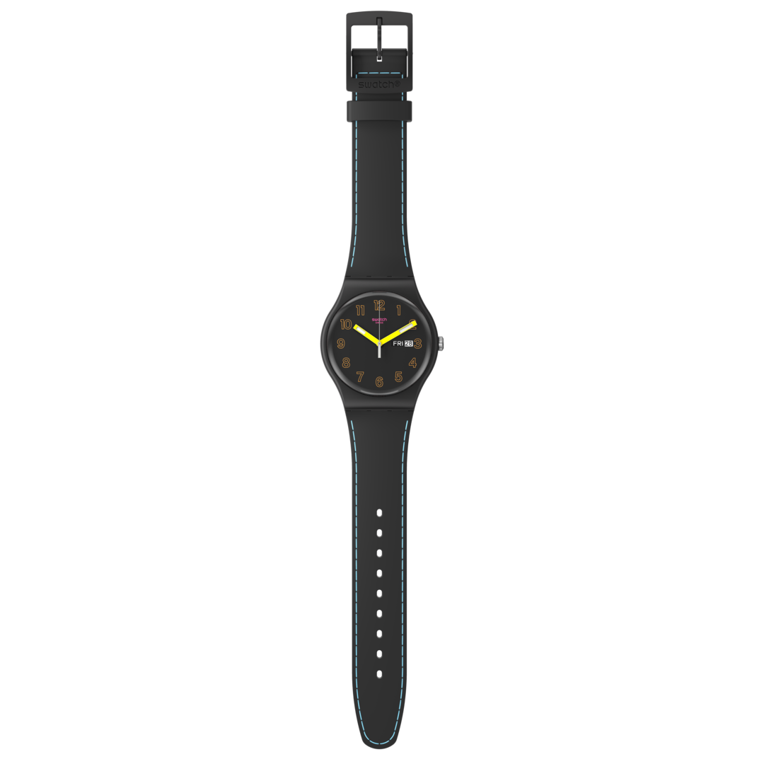SO29B707 Reloj Swatch Dark Glow de hombre pulsera de silicona - Resina Negro